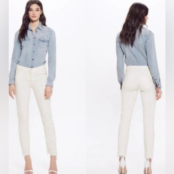 MOTHER Denim - MOTHER The Rascal Ankle Snippet Whipping the Cream White Size 30